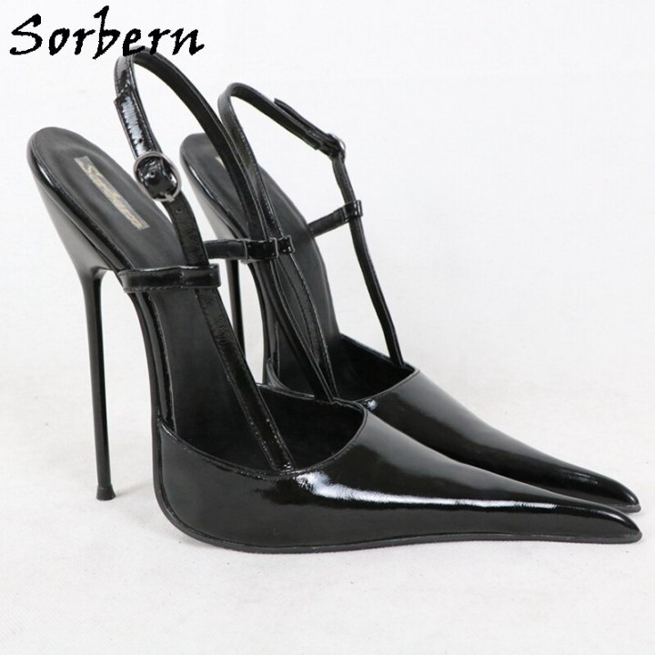 Sorbern 16cm Metal High Heel Women Pumps Slingback Long Pointy Toes Stilettos Night Party Heeled