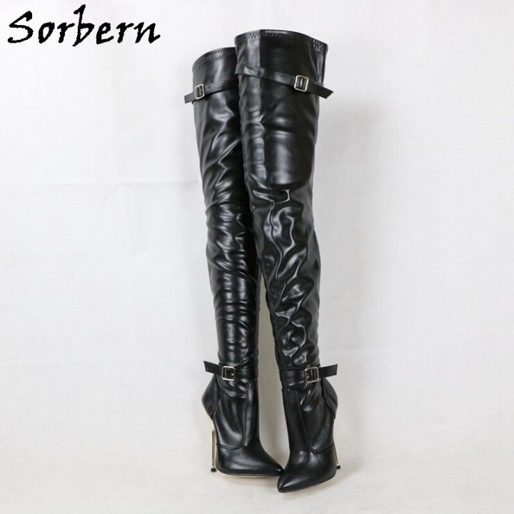 zipper thigh high boots