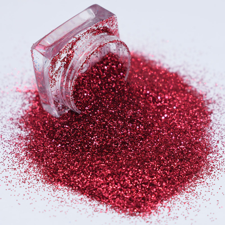 B0910  1/8''-1/128'' (50um thickness) Epiphany red color glitter 