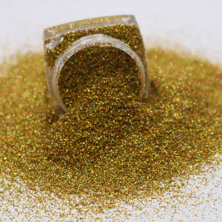 LB210A  1/128' Hexagon Shapes Laser green gold Glitter 