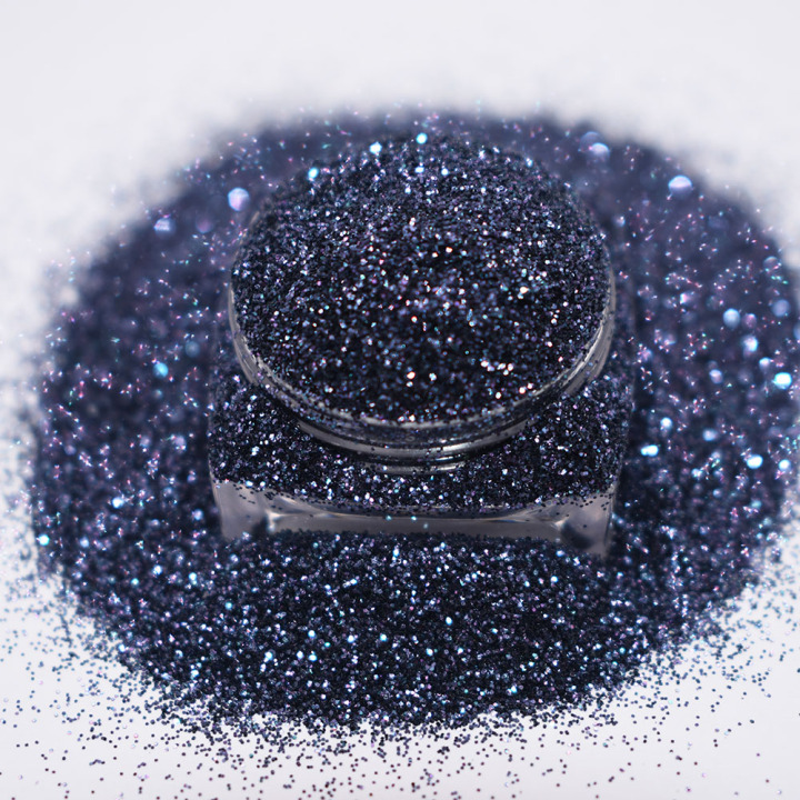 B1001 1/8''-1/128'' (50um thickness) Blue black color glitter 