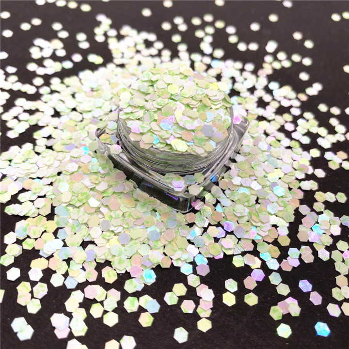 KSJD07 1/10''  Iridescent pattern hexagonal pearl glitter powder