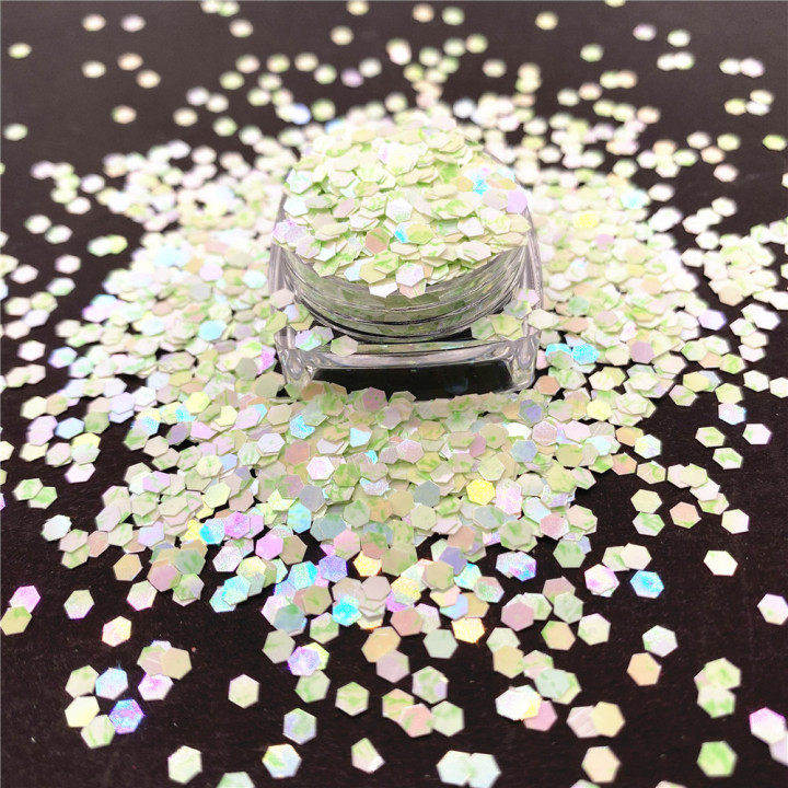 KSJD07 1/10''  Iridescent pattern hexagonal pearl glitter powder