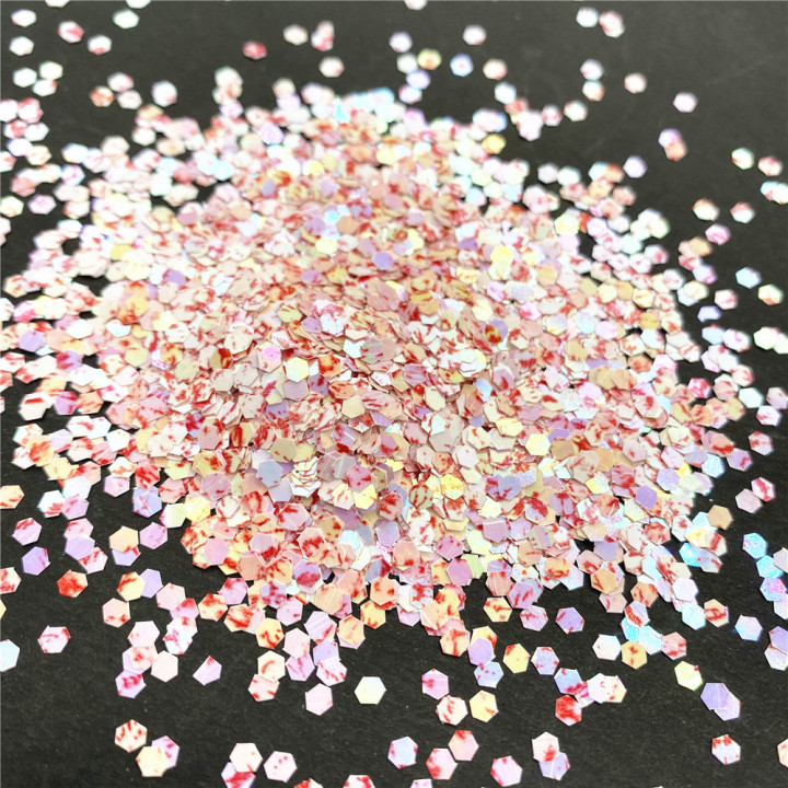 KSJD08 1/10''  Iridescent pattern hexagonal pearl glitter powder