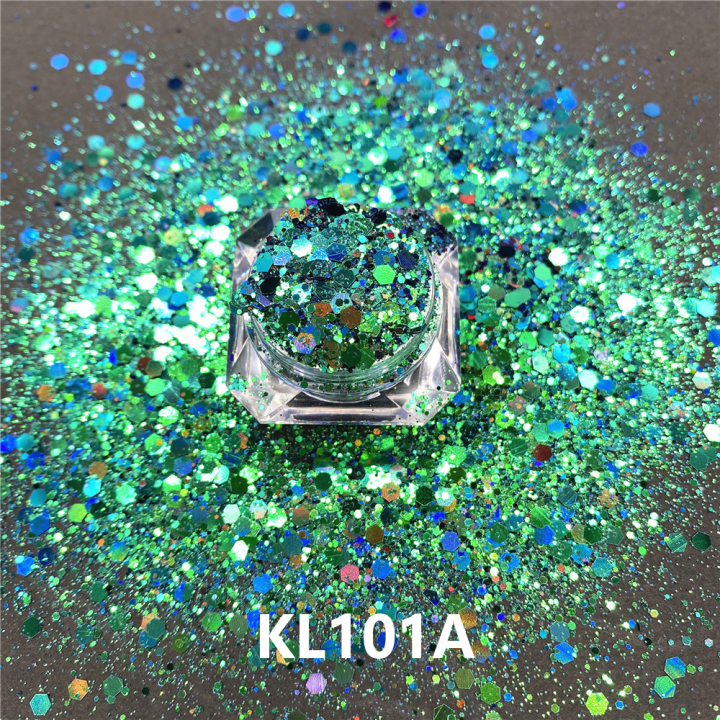 KSL101A 2022 Hot Sale Polyester Bulk Iridescent Holographic Glitter Chunky Mixed glitter 