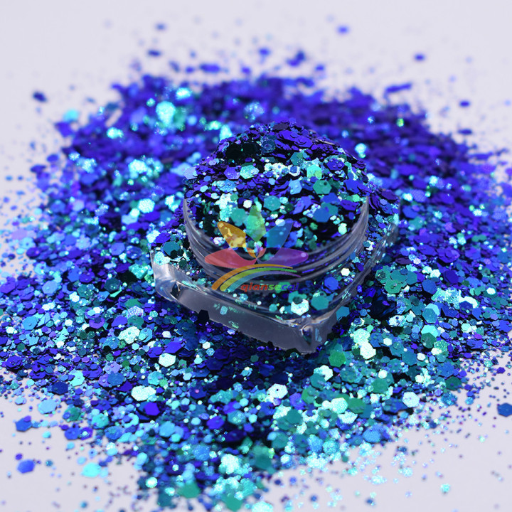 KS-BS7850R High quality glitter powder polyester Hexagon chameleon glitter 