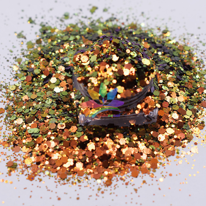 KS-BS7122G High quality glitter powder polyester Hexagon chameleon glitter 