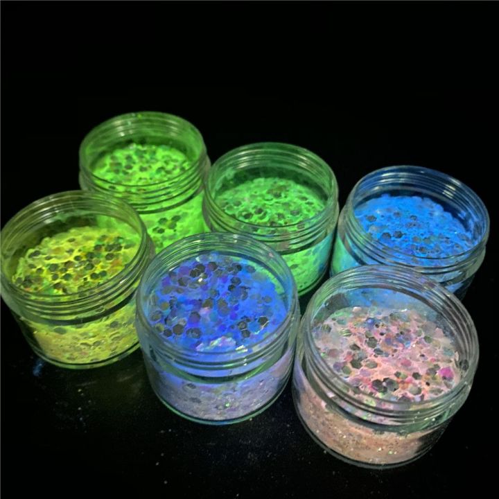 GCPB001 blue green  glitter Mixes chunky glow in the dark 6colors