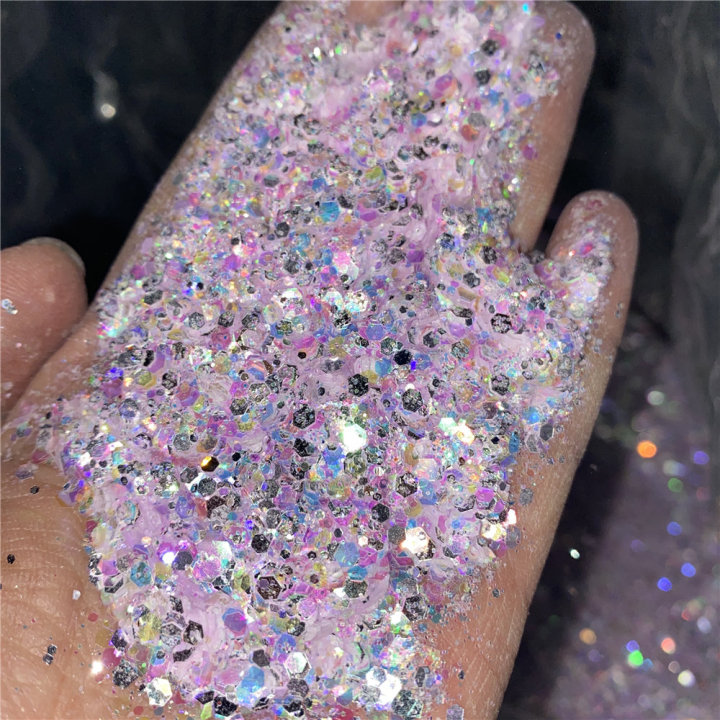 GCPP001 purple  glitter Mixes chunky glow in the dark 12colors