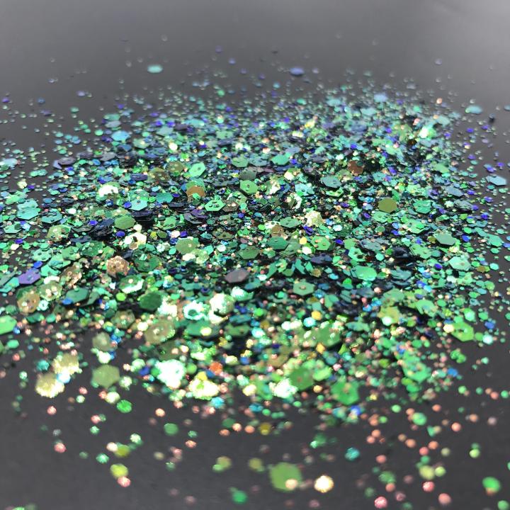 BSNC02   High quality chunky mix color shift glitter polyester Hexagon chameleon glitter