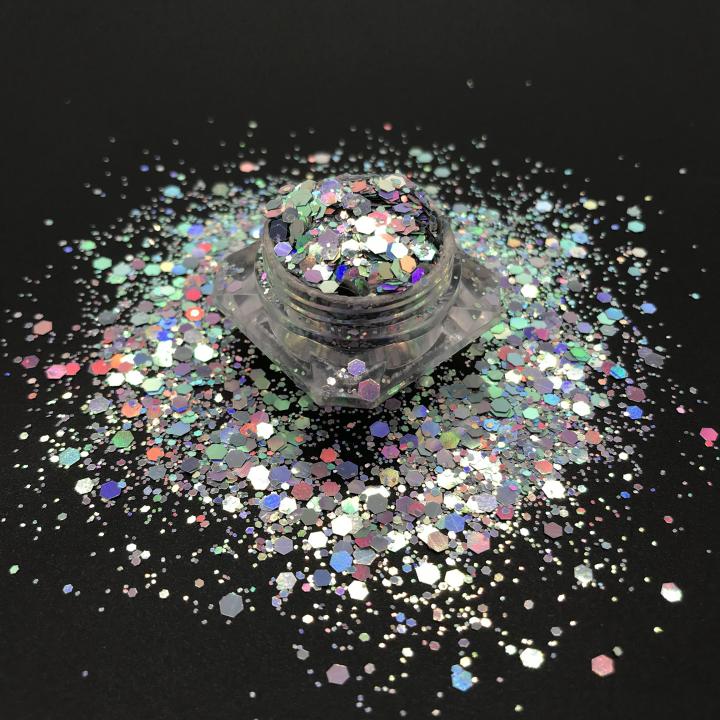 BSNC11   High quality chunky mix color shift glitter polyester Hexagon chameleon glitter