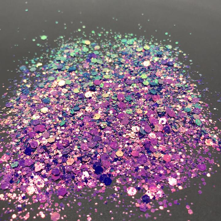 BSNC12   High quality chunky mix color shift glitter polyester Hexagon chameleon glitter