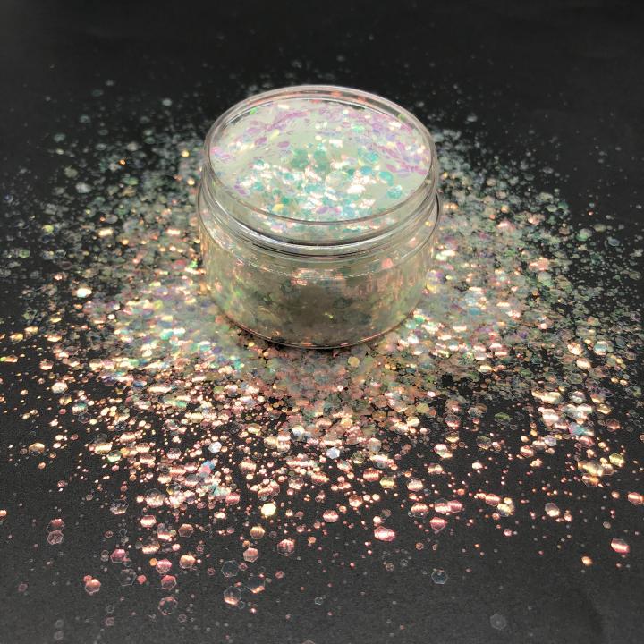 C21  2021 hot selling bulk Iridescent mirror silver glitter chunky mixed   