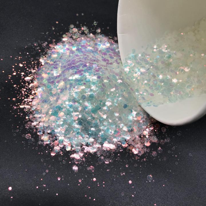 C21  2021 hot selling bulk Iridescent mirror silver glitter chunky mixed   