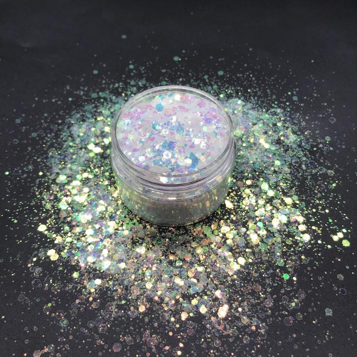 CC04  2021 hot selling bulk Iridescent mirror silver glitter chunky mixed   