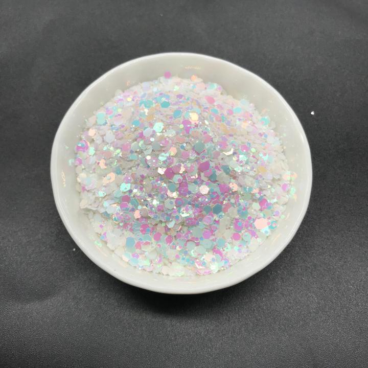 CC22R  2021 hot selling bulk Iridescent mirror silver glitter chunky mixed   