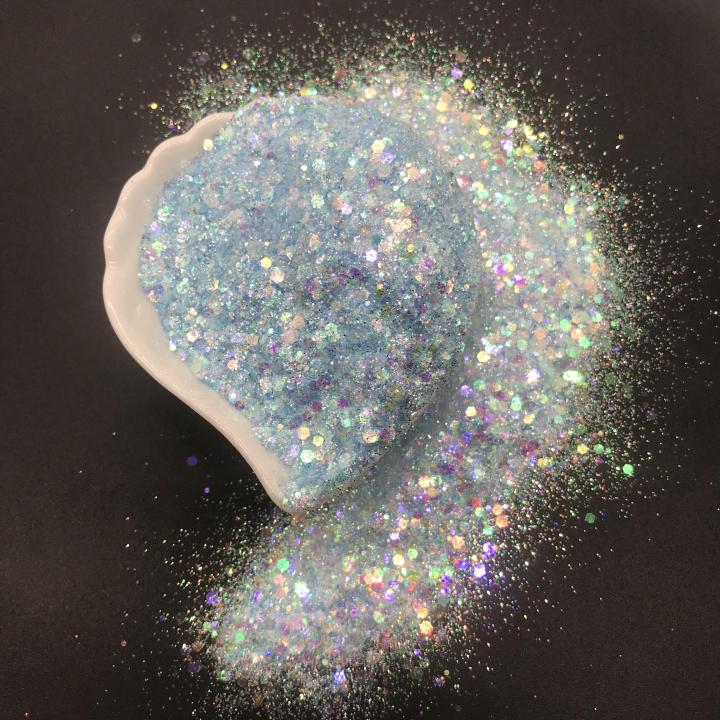 QC03       1/12 1/16 1/24 1/64 1/128 mix 2021 Hot Sale Iridescent glitter for glass printing coating cosmetics resin crafts decoration