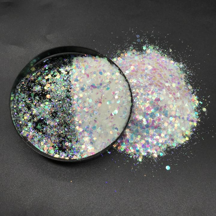  CC22  2021 hot selling bulk Iridescent mirror silver glitter chunky mixed   