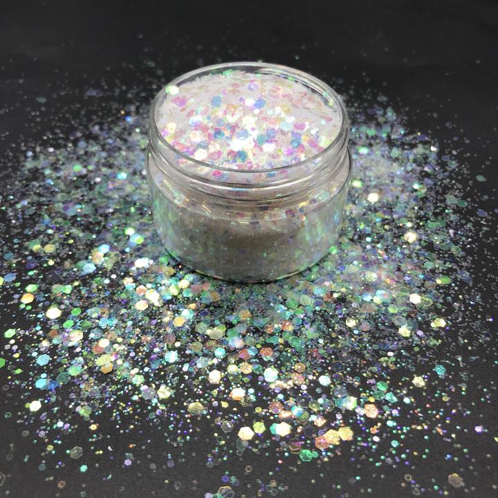  CC22  2021 hot selling bulk Iridescent mirror silver glitter chunky mixed   