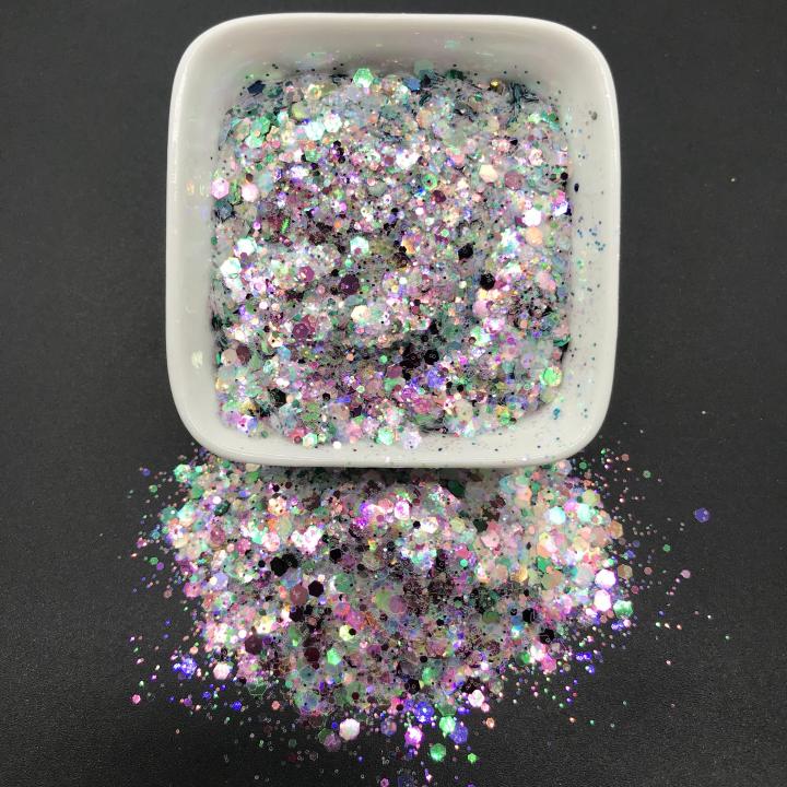 KS-YM2504  2021 hot selling polyester bulk glitter Iridescent chunky mix  
