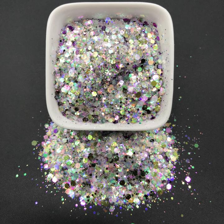 KS-YM2506  2021 hot selling polyester bulk glitter Iridescent chunky mix  