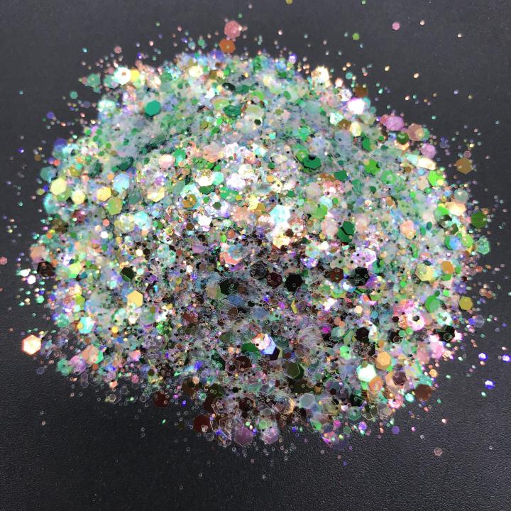 KS-YM2507  2021 hot selling polyester bulk glitter Iridescent chunky mix  