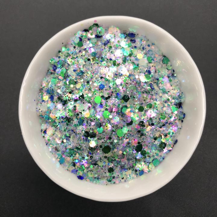KS-YM2510  2021 hot selling polyester bulk glitter Iridescent chunky mix  