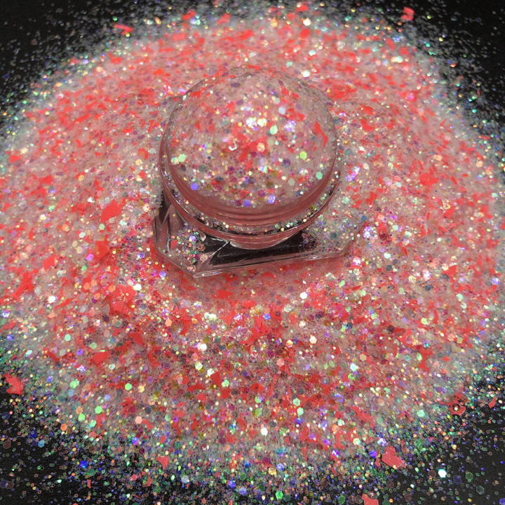 KPS008-Carmine Diamond Rainbow Spring Color Flakes Chunky Glitter For Nail Polish Art Eye Shadow Makeup DIY Craft Decoration