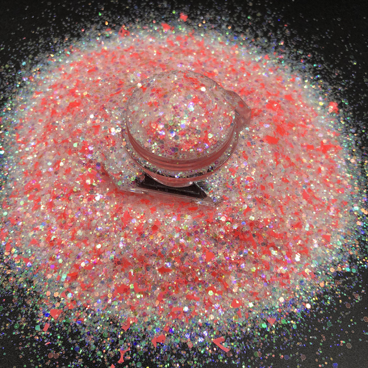KPS008-Carmine Diamond Rainbow Spring Color Flakes Chunky Glitter For Nail Polish Art Eye Shadow Makeup DIY Craft Decoration