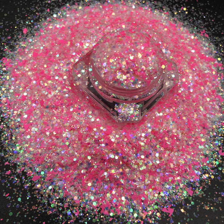 KPS002-Carmine Diamond Rainbow Spring Color Flakes Chunky Glitter For Nail Polish Art Eye Shadow Makeup DIY Craft Decoration