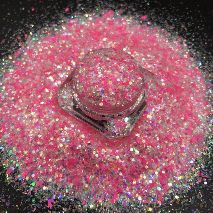 KPS002-Carmine Diamond Rainbow Spring Color Flakes Chunky Glitter For Nail Polish Art Eye Shadow Makeup DIY Craft Decoration
