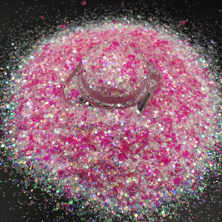 KPS003-Carmine Diamond Rainbow Spring Color Flakes Chunky Glitter For Nail Polish Art Eye Shadow Makeup DIY Craft Decoration