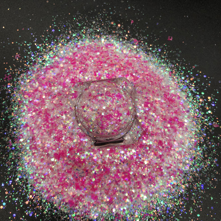 KPS003-Carmine Diamond Rainbow Spring Color Flakes Chunky Glitter For Nail Polish Art Eye Shadow Makeup DIY Craft Decoration