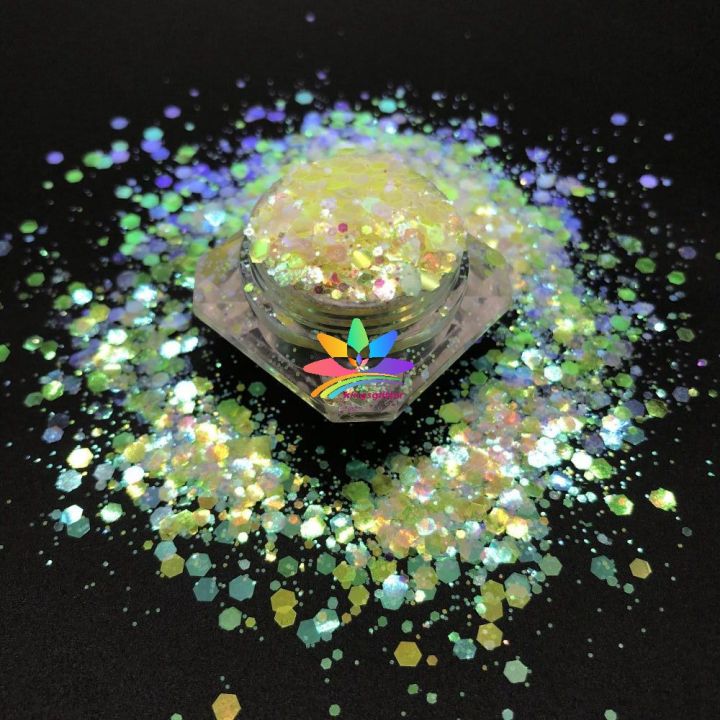 KFB01  Wholesale pearl iridescent chunky mix glitter suitable for resin tumbler nails face and body art