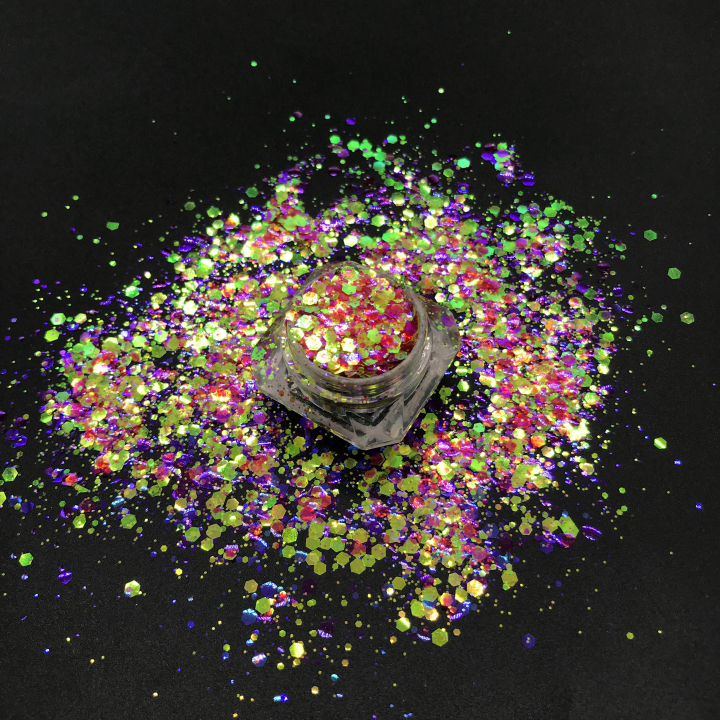 KFB03  Wholesale pearl iridescent chunky mix glitter suitable for resin tumbler nails face and body art