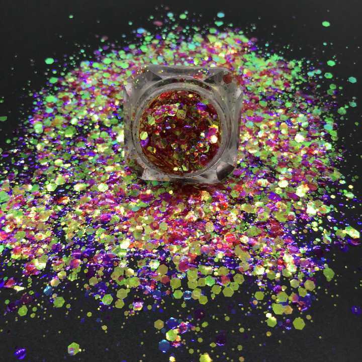 KFB03  Wholesale pearl iridescent chunky mix glitter suitable for resin tumbler nails face and body art