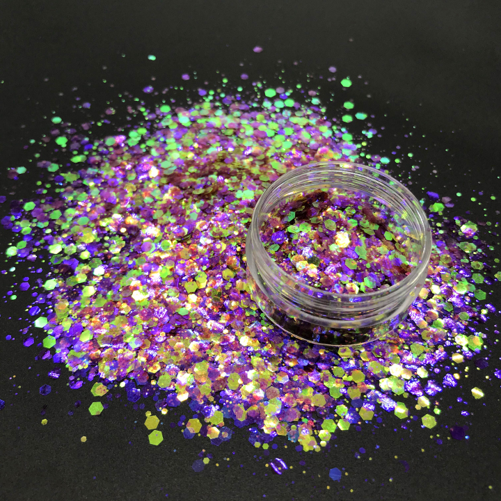 KFB07  Wholesale pearl iridescent chunky mix glitter suitable for resin tumbler nails face and body art