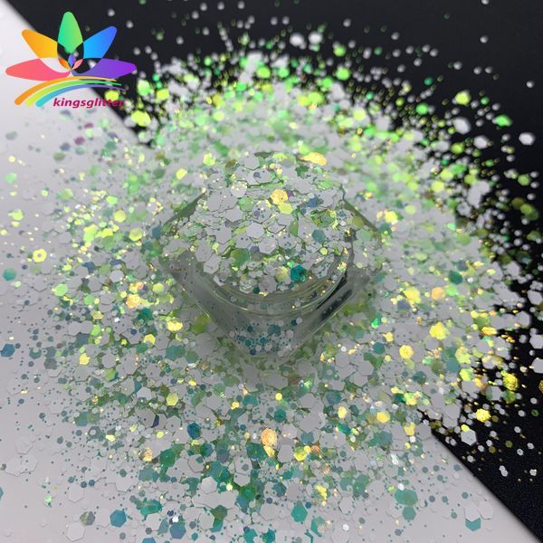KW002  new hot-selling chunky mixed white glitter polyester bulk flashing for tumbler wall floor Christmas decoration 