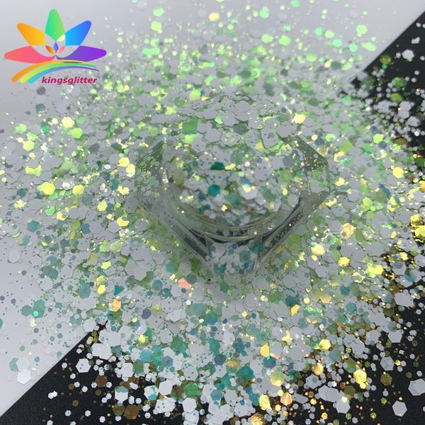 KW002  new hot-selling chunky mixed white glitter polyester bulk flashing for tumbler wall floor Christmas decoration 