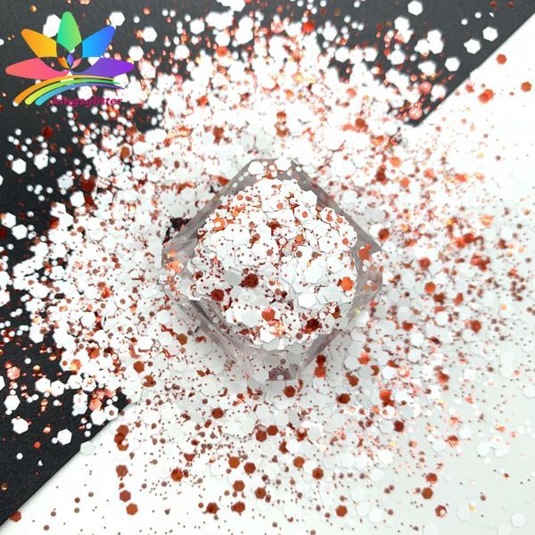 KW008  new hot-selling chunky mixed white glitter polyester bulk flashing for tumbler wall floor Christmas decoration 