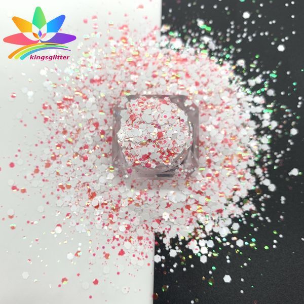 KW010  new hot-selling chunky mixed white glitter polyester bulk flashing for tumbler wall floor Christmas decoration 