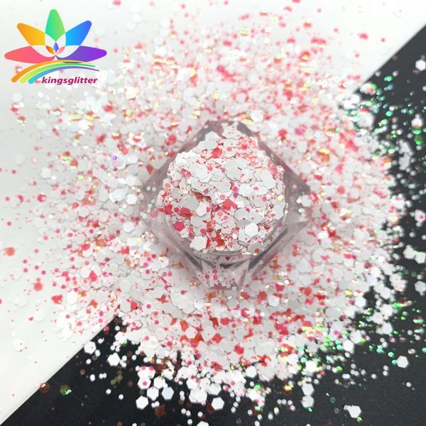 KW010  new hot-selling chunky mixed white glitter polyester bulk flashing for tumbler wall floor Christmas decoration 