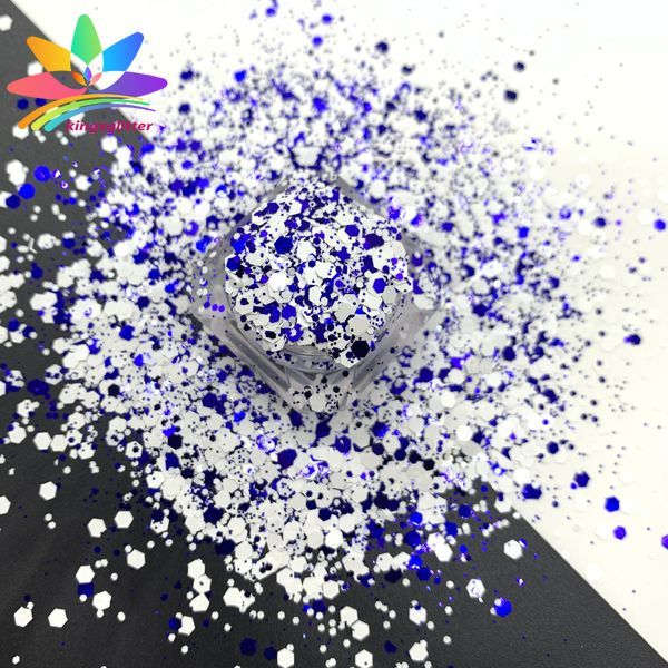 KW011  new hot-selling chunky mixed white glitter polyester bulk flashing for tumbler wall floor Christmas decoration 