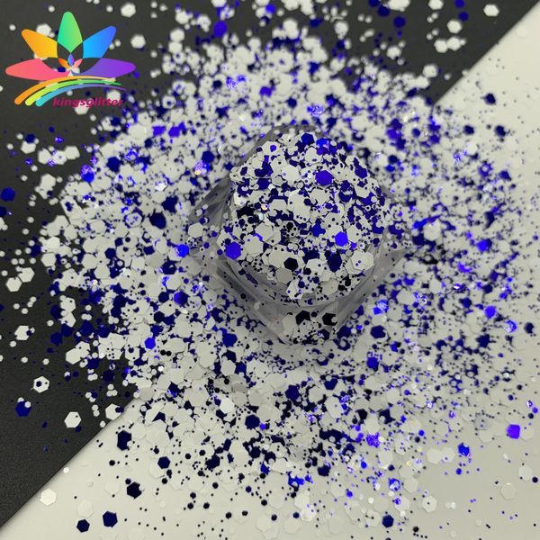KW011  new hot-selling chunky mixed white glitter polyester bulk flashing for tumbler wall floor Christmas decoration 