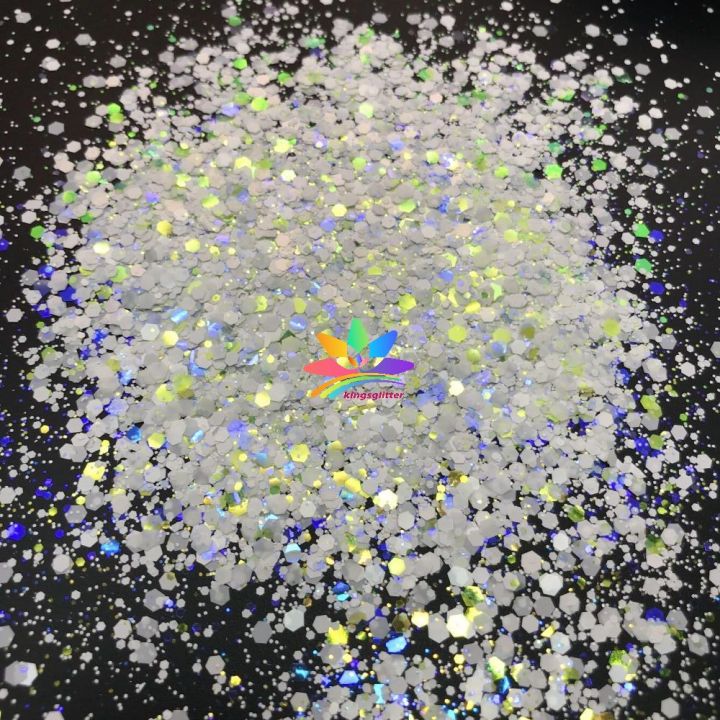 WKT02  new hot-selling chunky mixed white glitter polyester flashing for wall floor Christmas decoration 