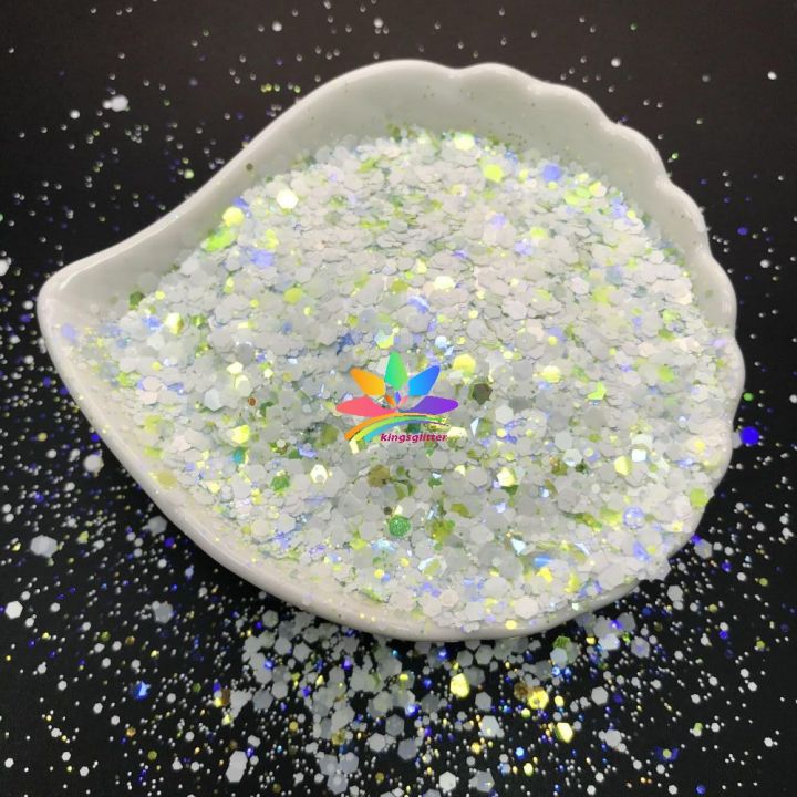 WKT02  new hot-selling chunky mixed white glitter polyester flashing for wall floor Christmas decoration 
