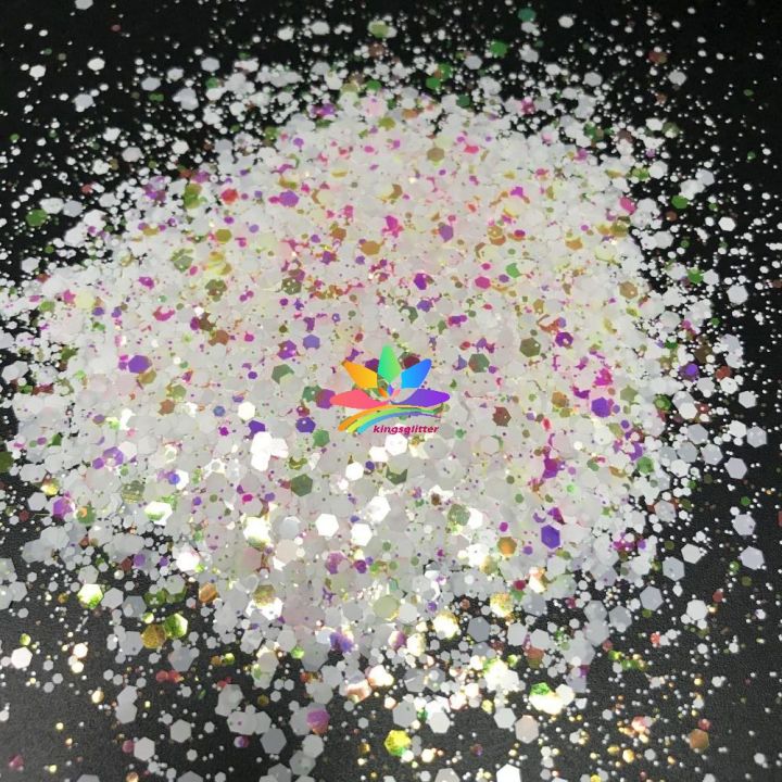 WKT03  new hot-selling chunky mixed white glitter polyester flashing for wall floor Christmas decoration 
