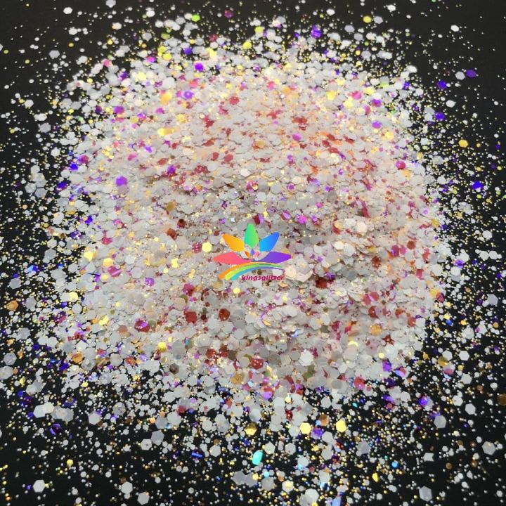 WKT04  new hot-selling chunky mixed white glitter polyester flashing for wall floor Christmas decoration 