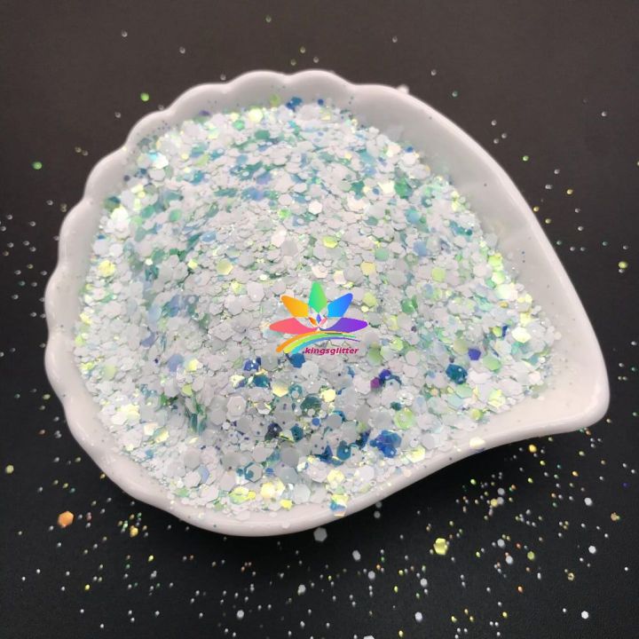 WKT05  new hot-selling chunky mixed white glitter polyester flashing for wall floor Christmas decoration 