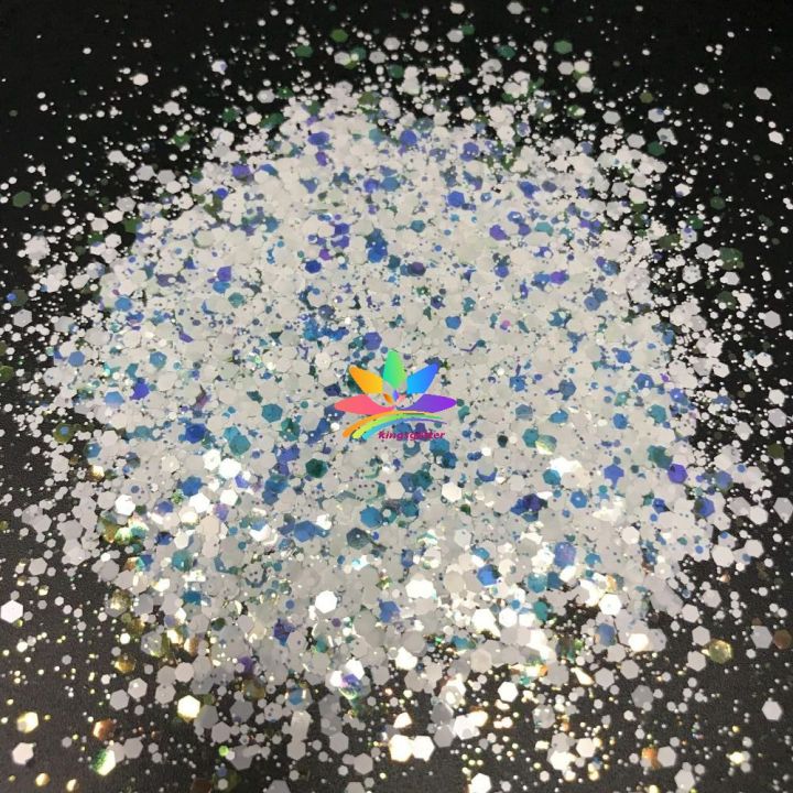 WKT05  new hot-selling chunky mixed white glitter polyester flashing for wall floor Christmas decoration 